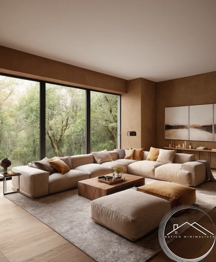 A serene living space with natural textures and warm tones.