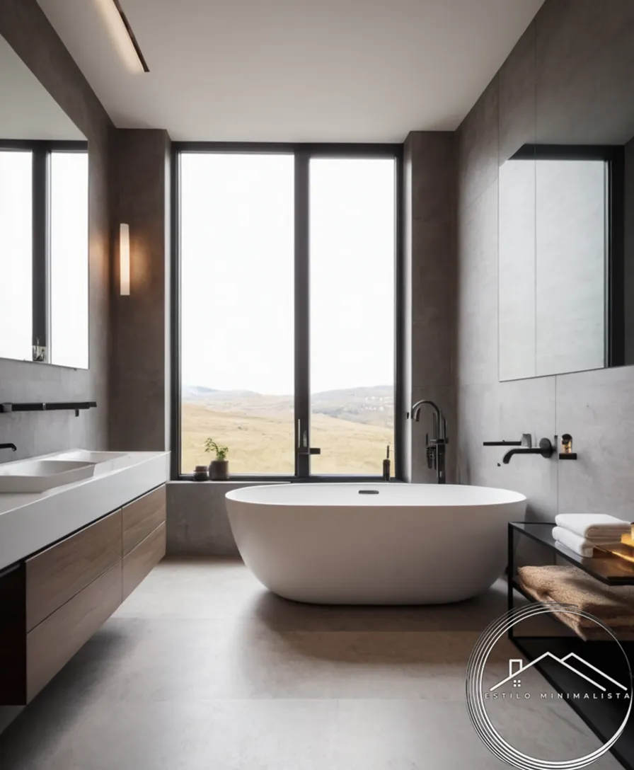 A minimalist, modern bathroom with sleek decor.