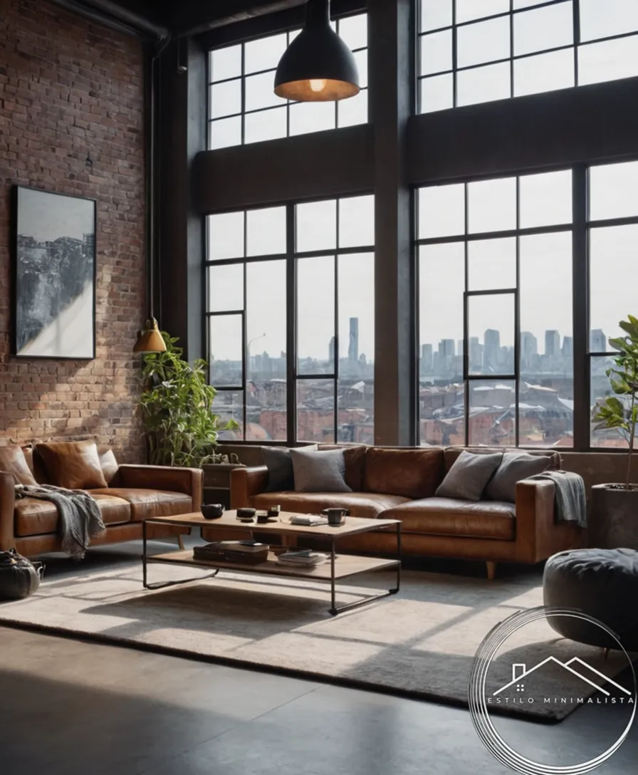 A simple, urban style living room with industrial decor.