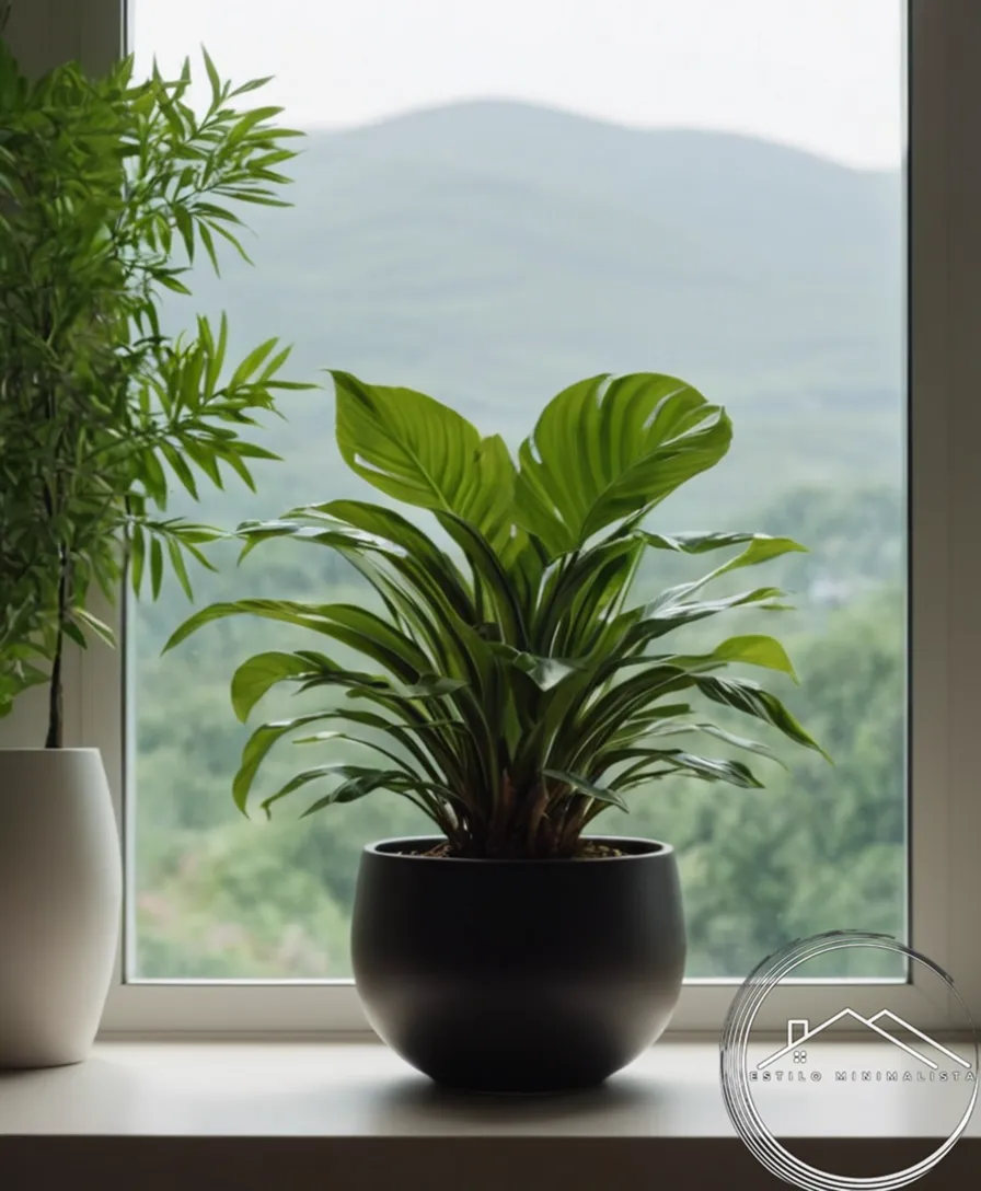 A minimalist space with plants or a small pot.