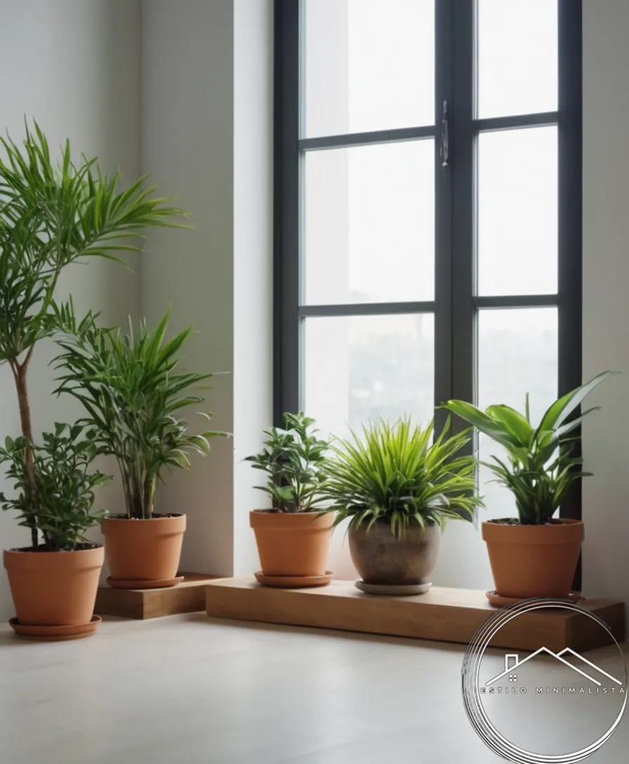 A minimalist room with small potted plants in simple decor setup.