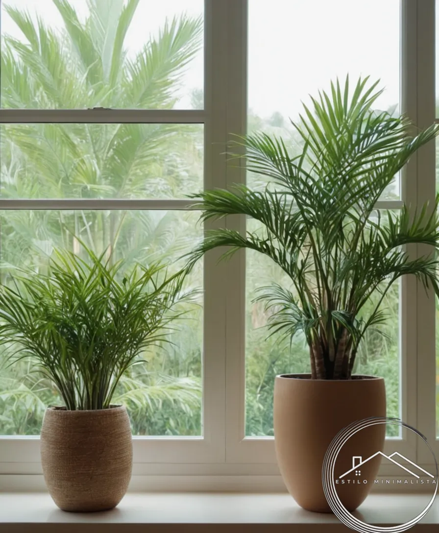 A serene living space with minimalist plants and natural textures.
