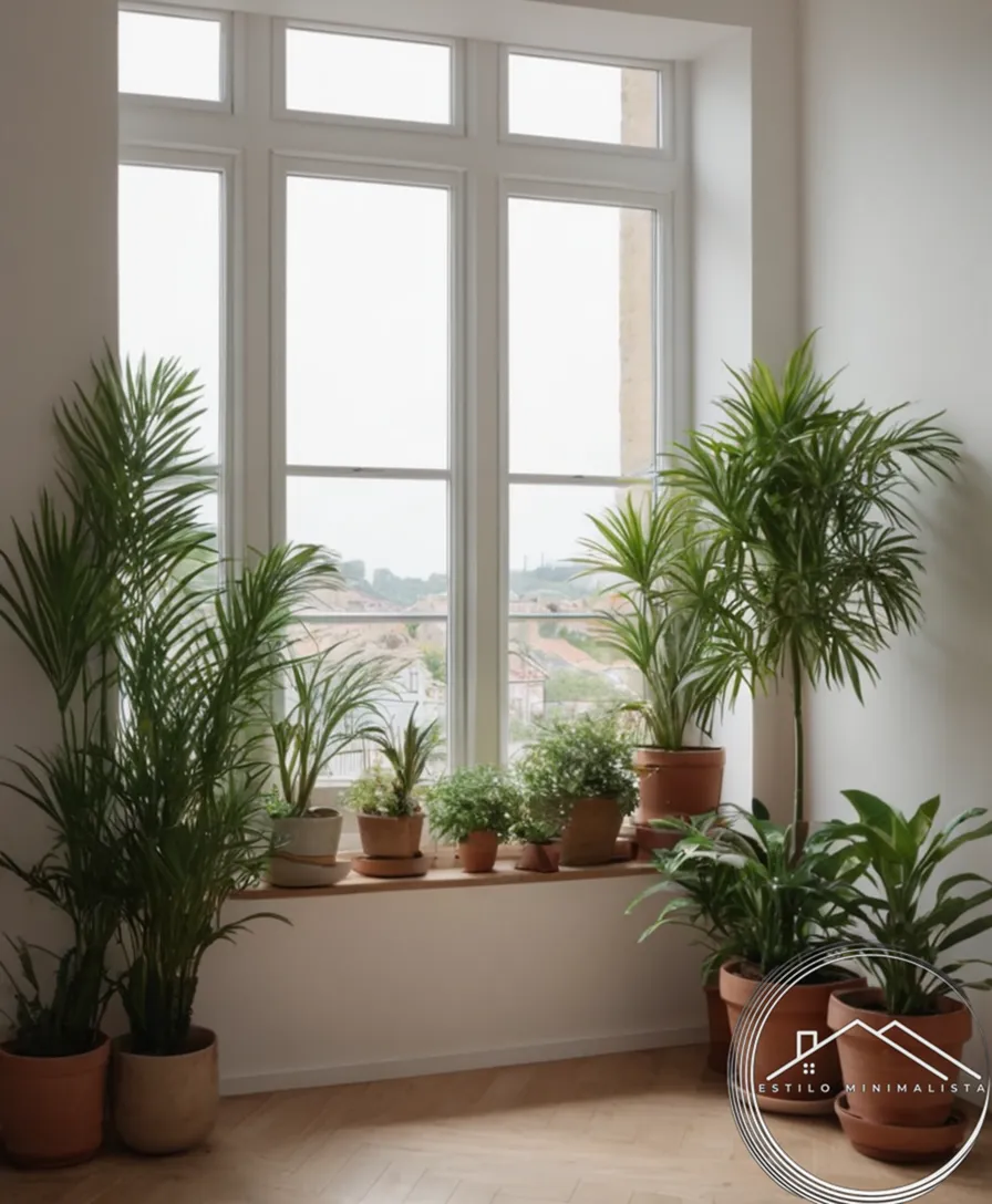 A beautifully designed minimal space with potted plants.