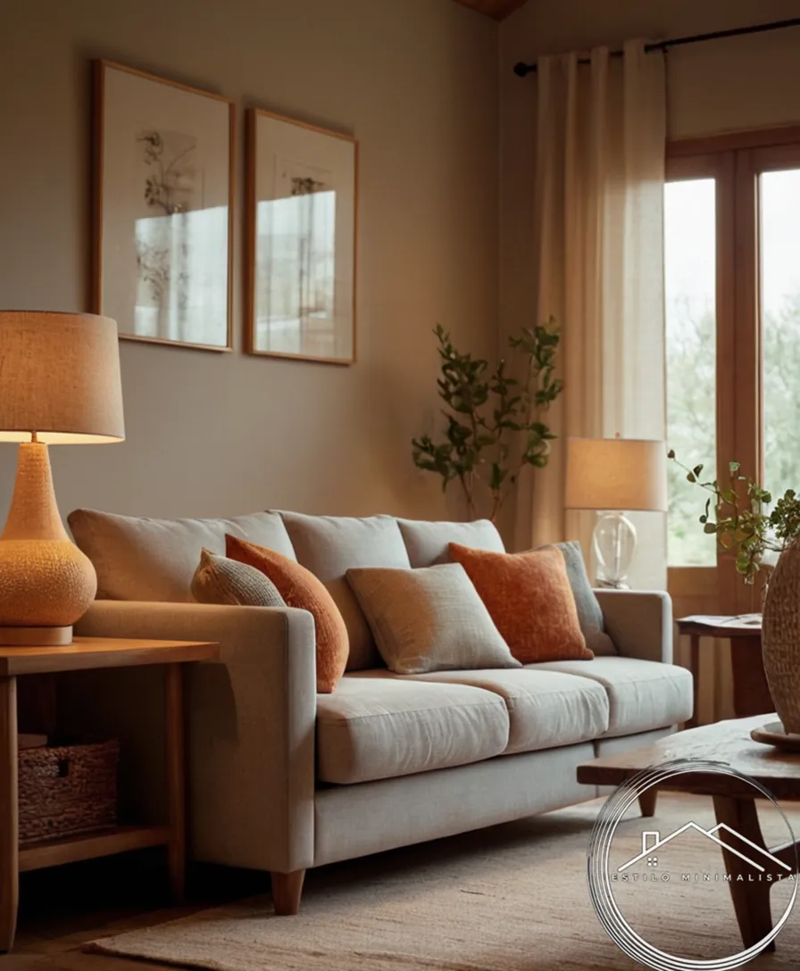 Warm textiles and natural textures displayed on furniture in a cozy home.