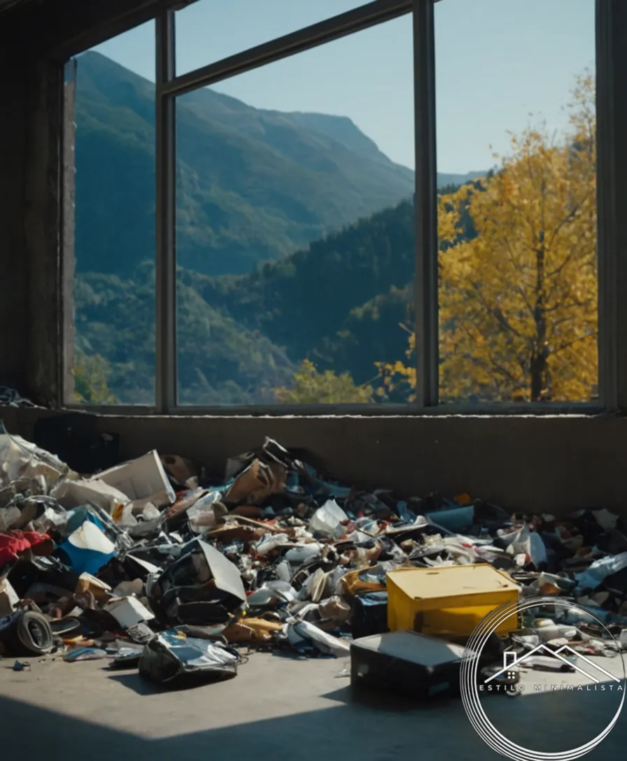 Broken items being disposed of or recycled with a calm background.