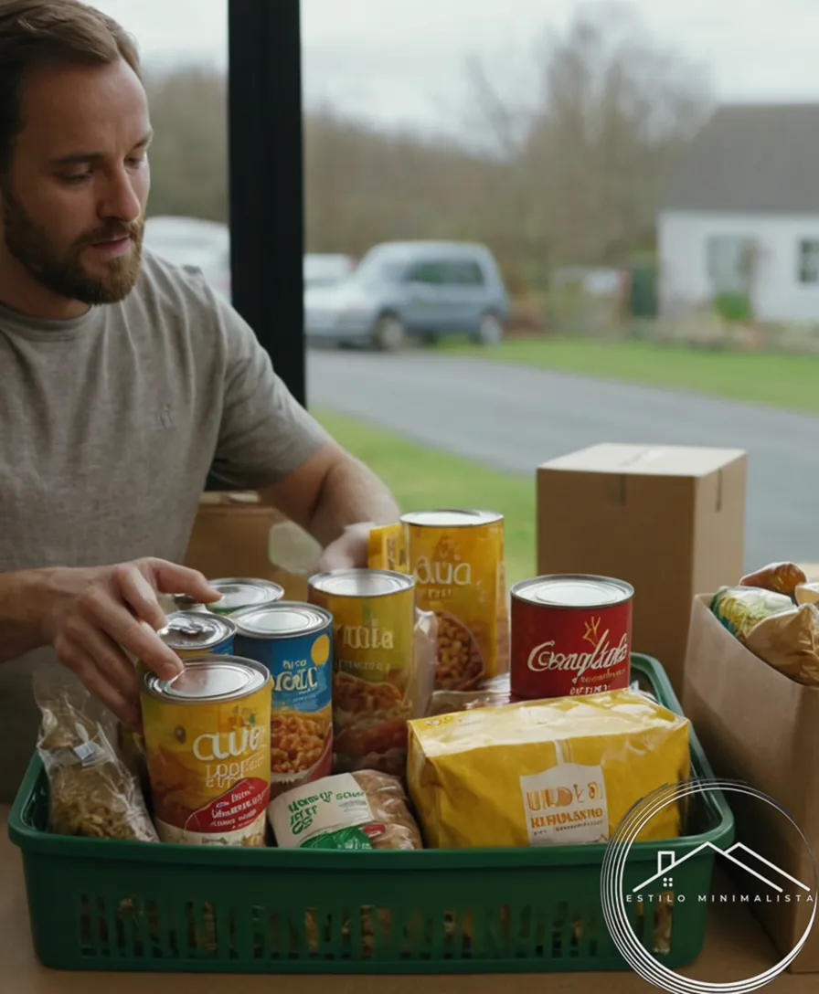 A person donating non-perishable food items to a local food bank.