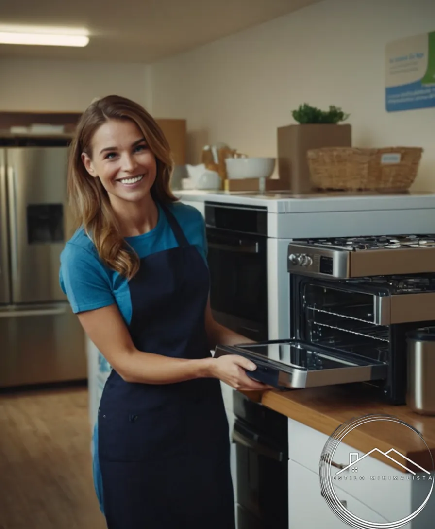 A smiling person donating used appliances to charity.
