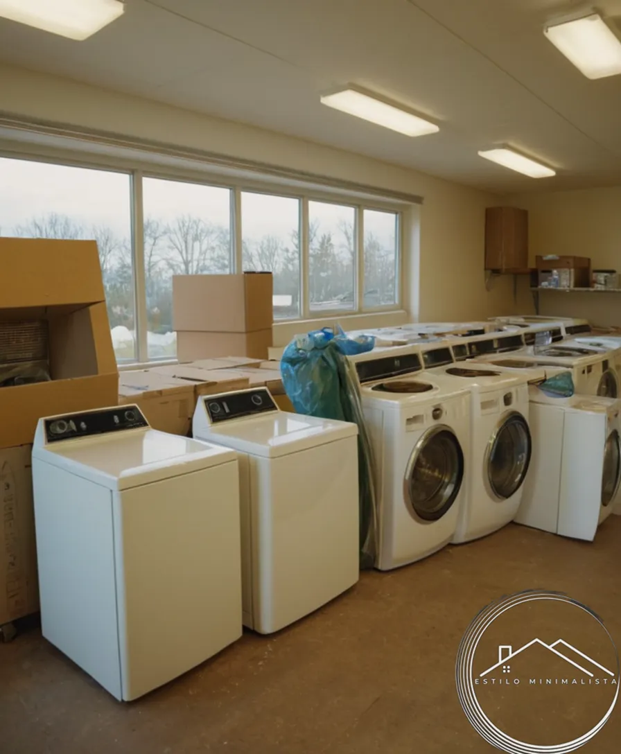 2-3 people donating functioning used appliances to charity or recycling facility.