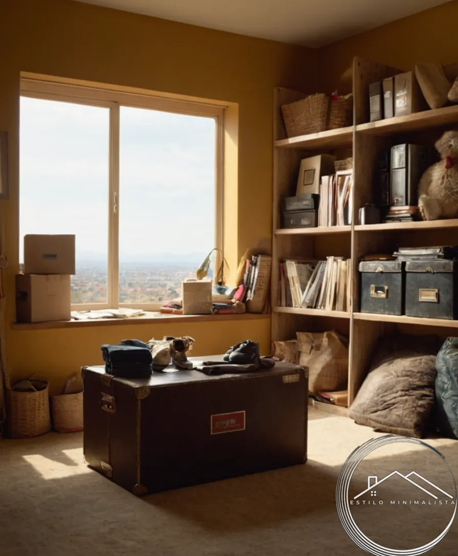 A tidy room with donated items being carried away.