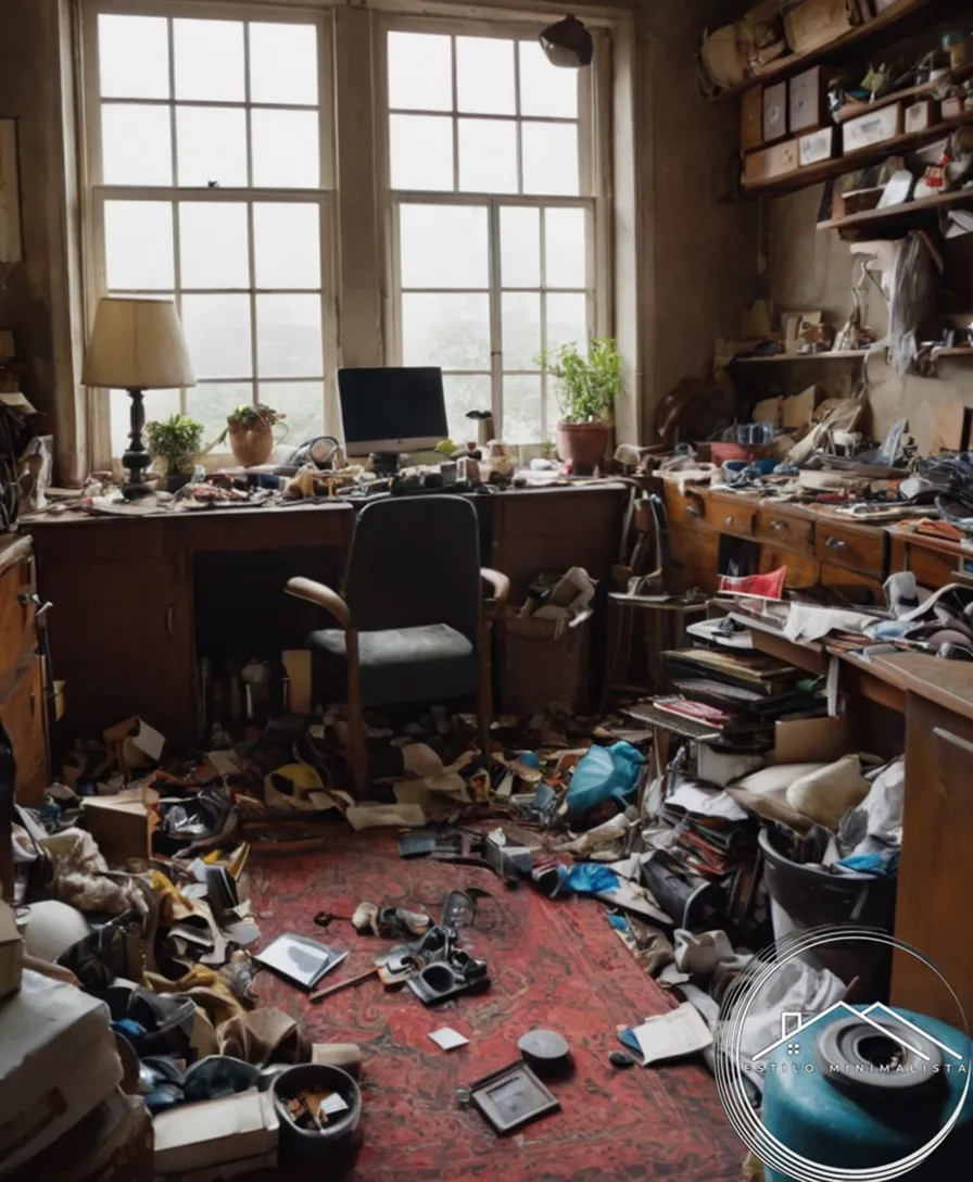A cluttered room with junk being removed, conveying simplicity.