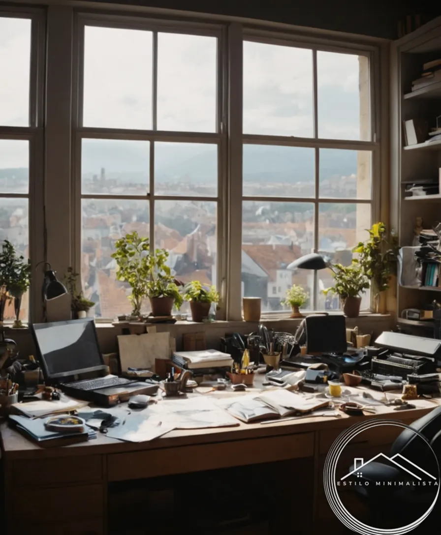 A cluttered workspace being tidied up.