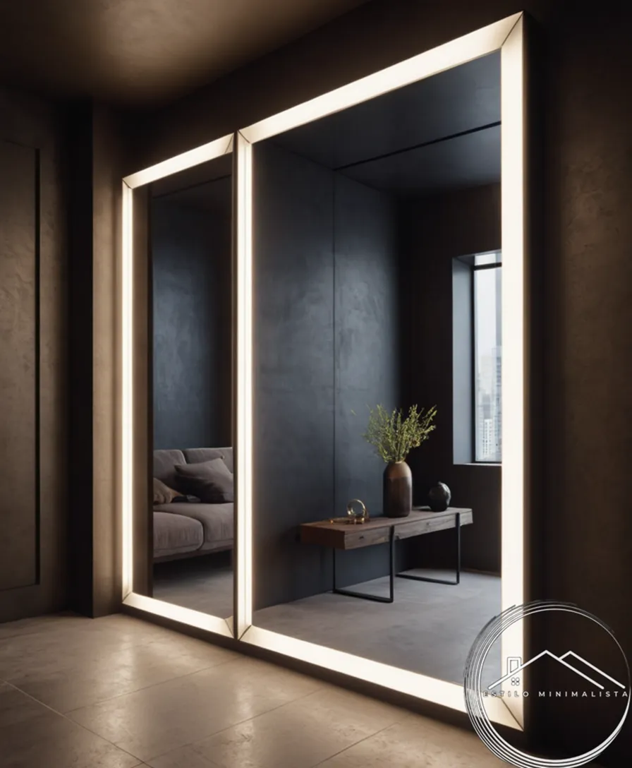 3+ large minimalist mirrors in small entrance spaces.