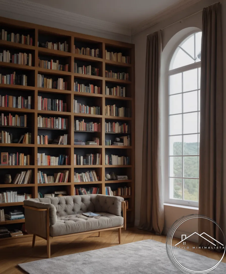 A minimalist bookshelf with a few neatly stacked books.
