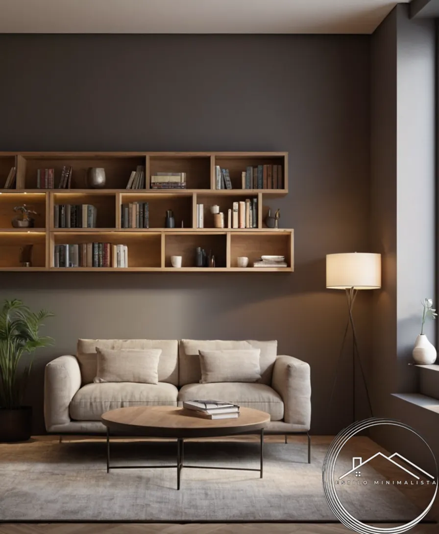 Simple, stylish bookshelves on a minimalist wall.