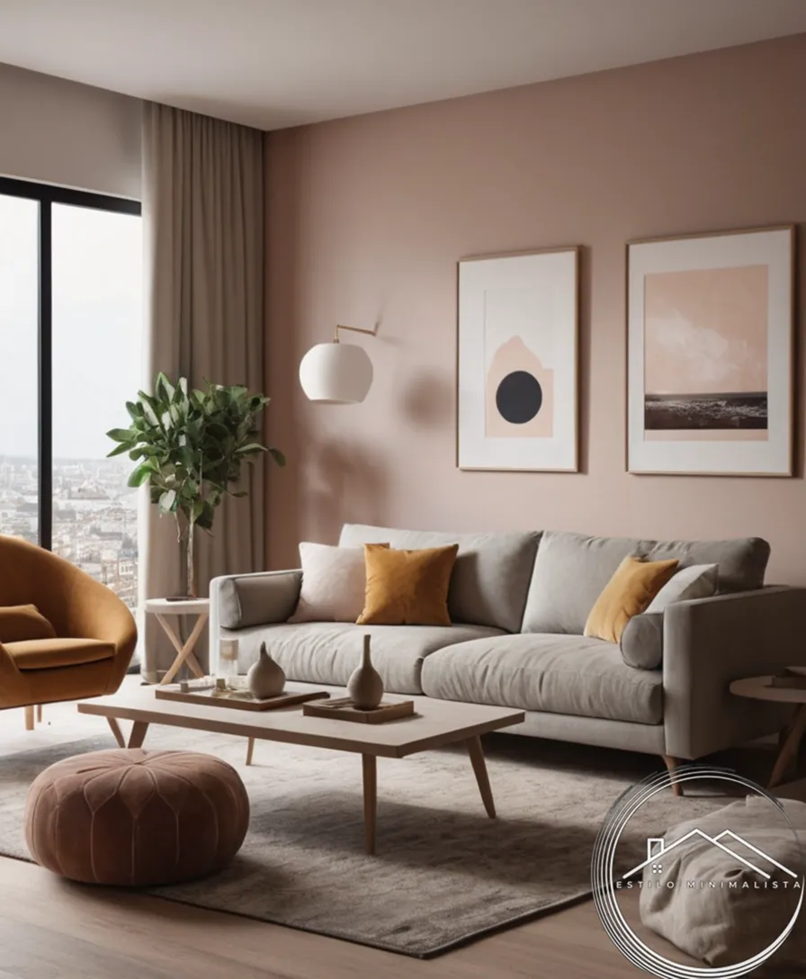 A simple, modern living space in muted tones.