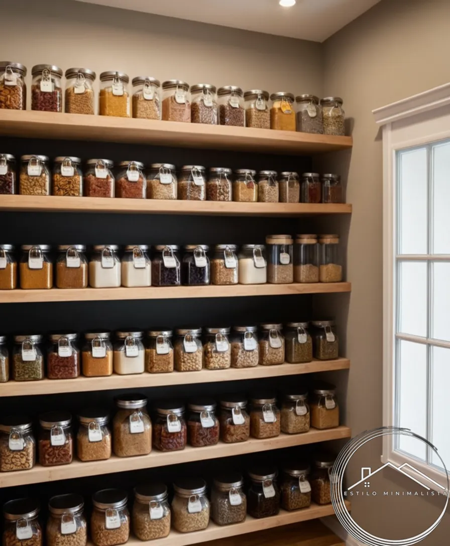Labeling system for pantry organization, simple and space-saving design.