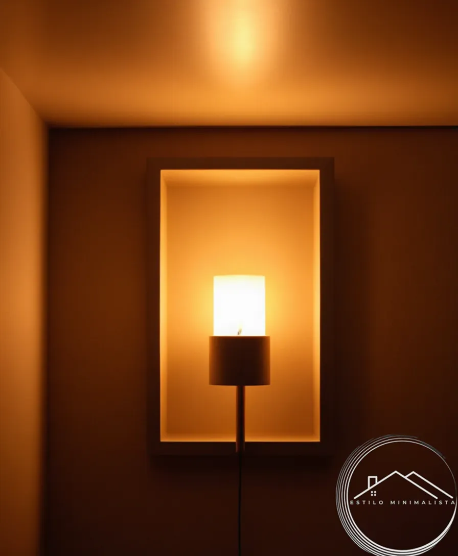 A minimalist, recessed light fixture surrounded by soft candlelight.