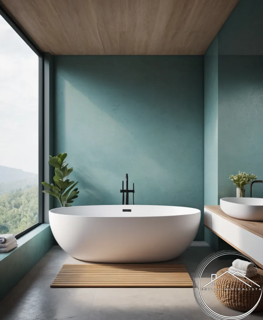 A minimalist bathroom design with calming color palette.