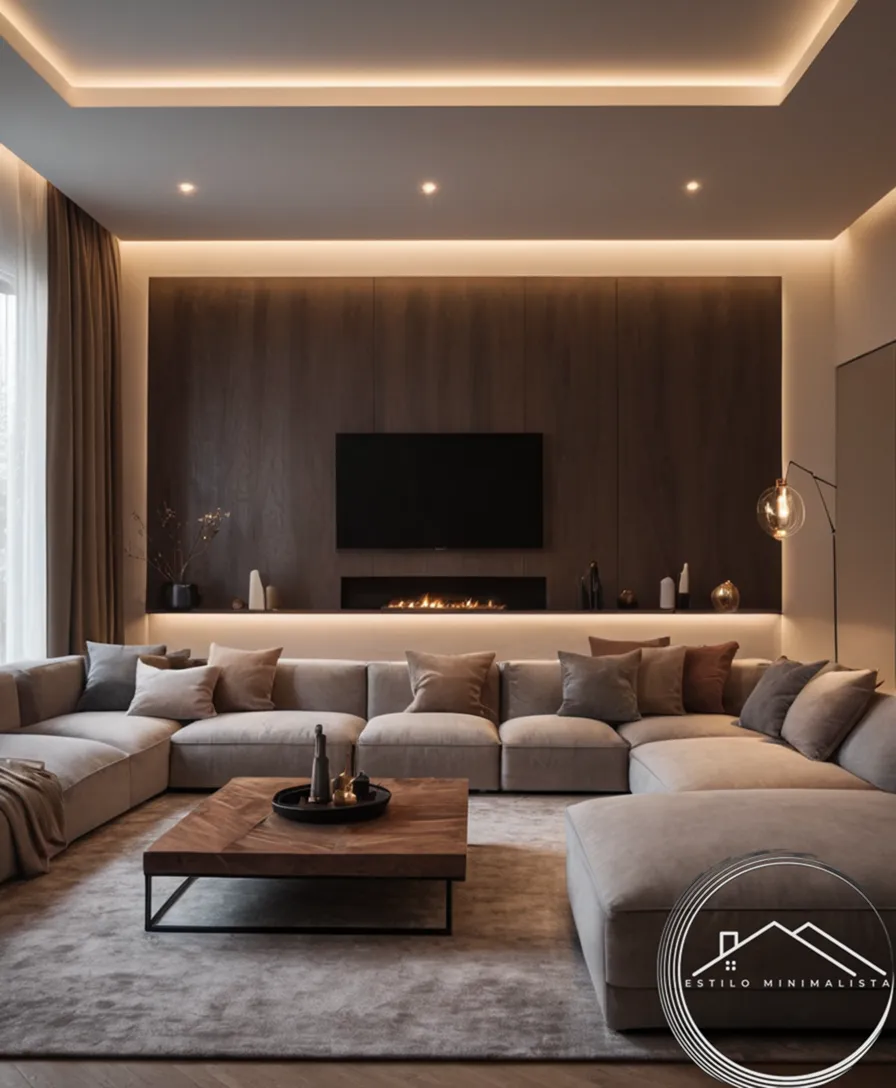 A minimalist living room with dimmable lamps.