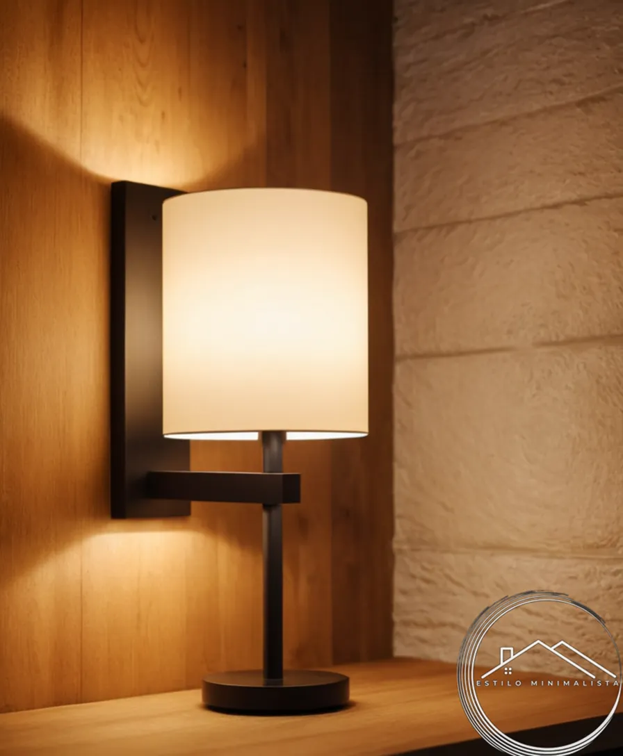 Smart, modern lamp controlling minimalist wooden wall