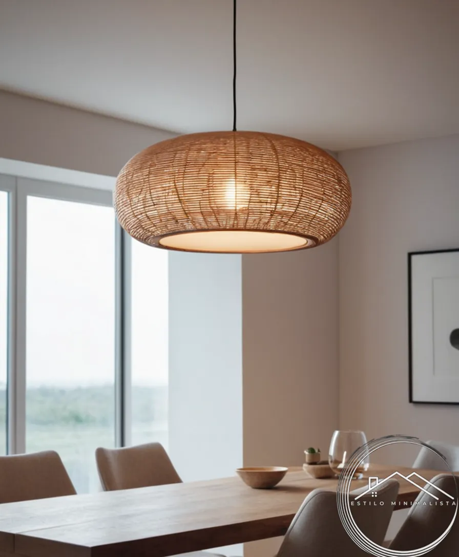 A minimalist hanging lamp in a stylish interior setting.