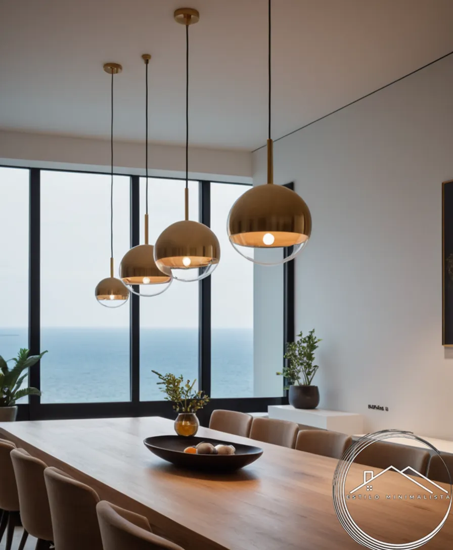 3 minimalist pendant lamps in modern interior design setting.
