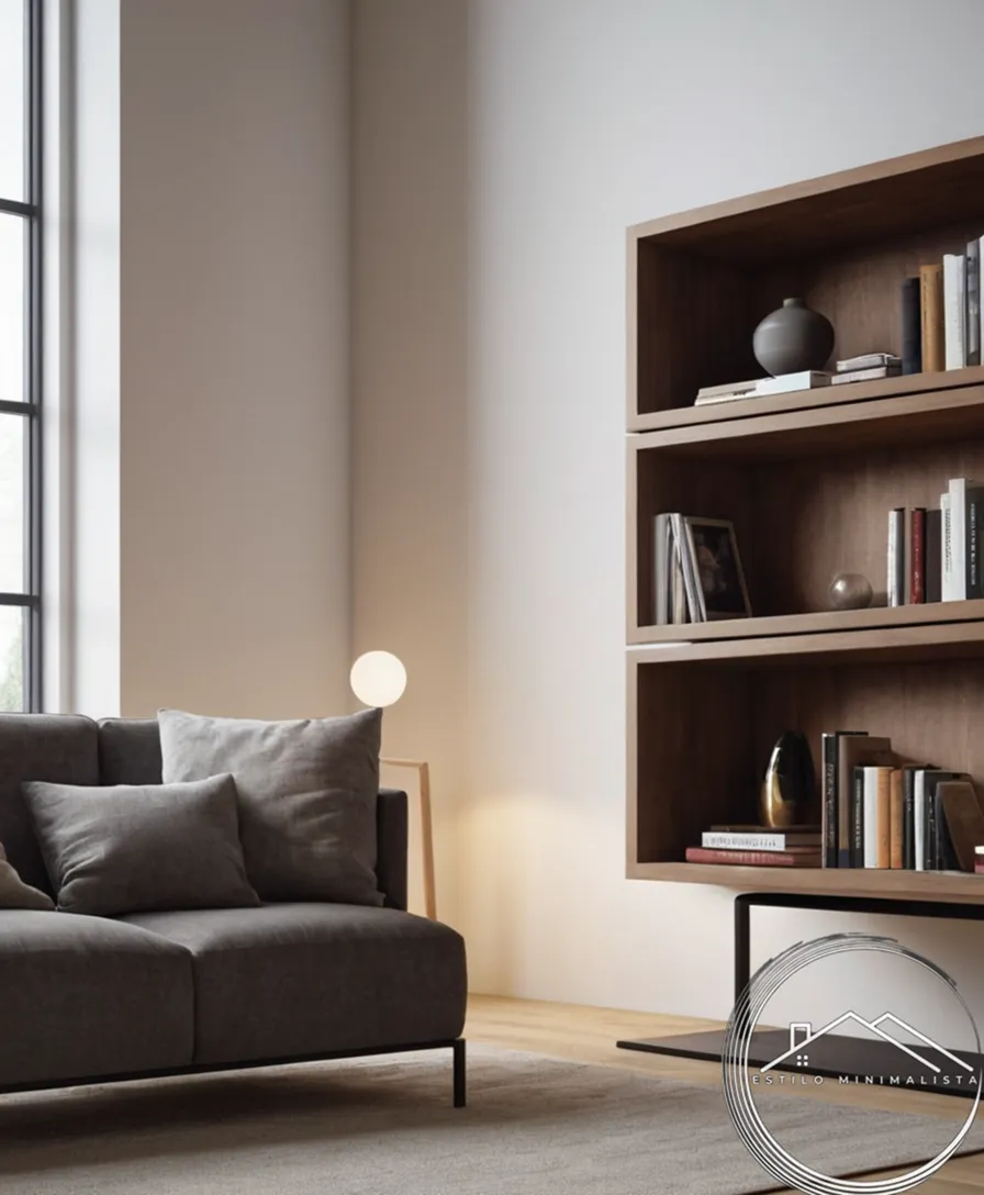 A minimalist bookshelf with modern, stylish design elements.