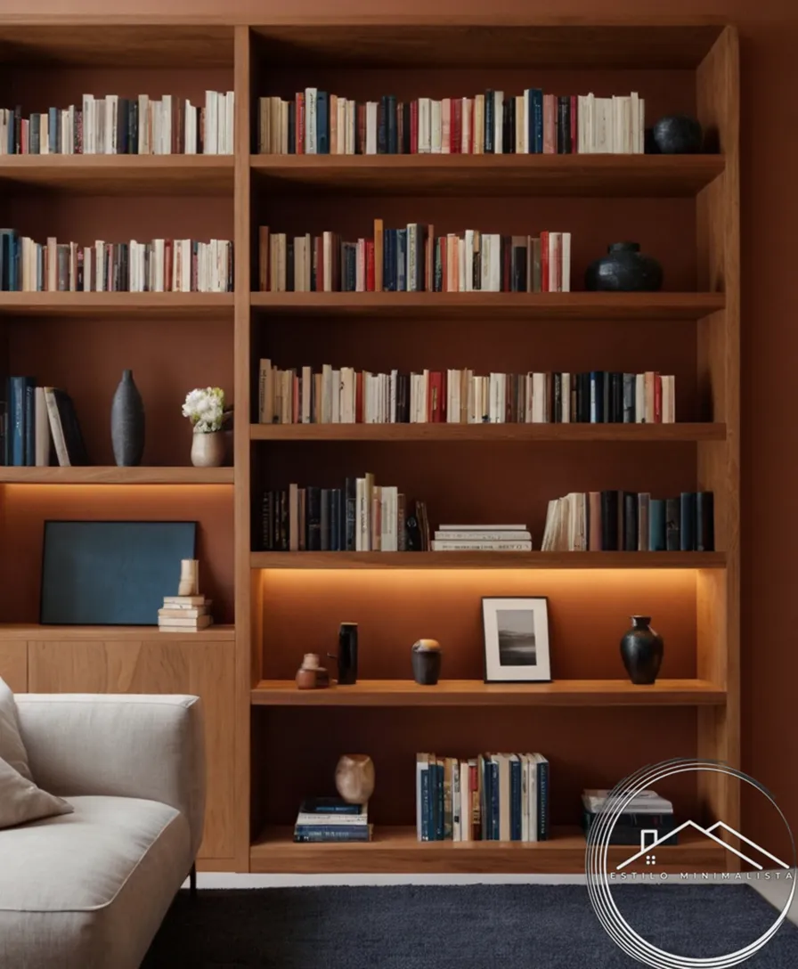3 minimalist bookshelves with stylish, small book collections.