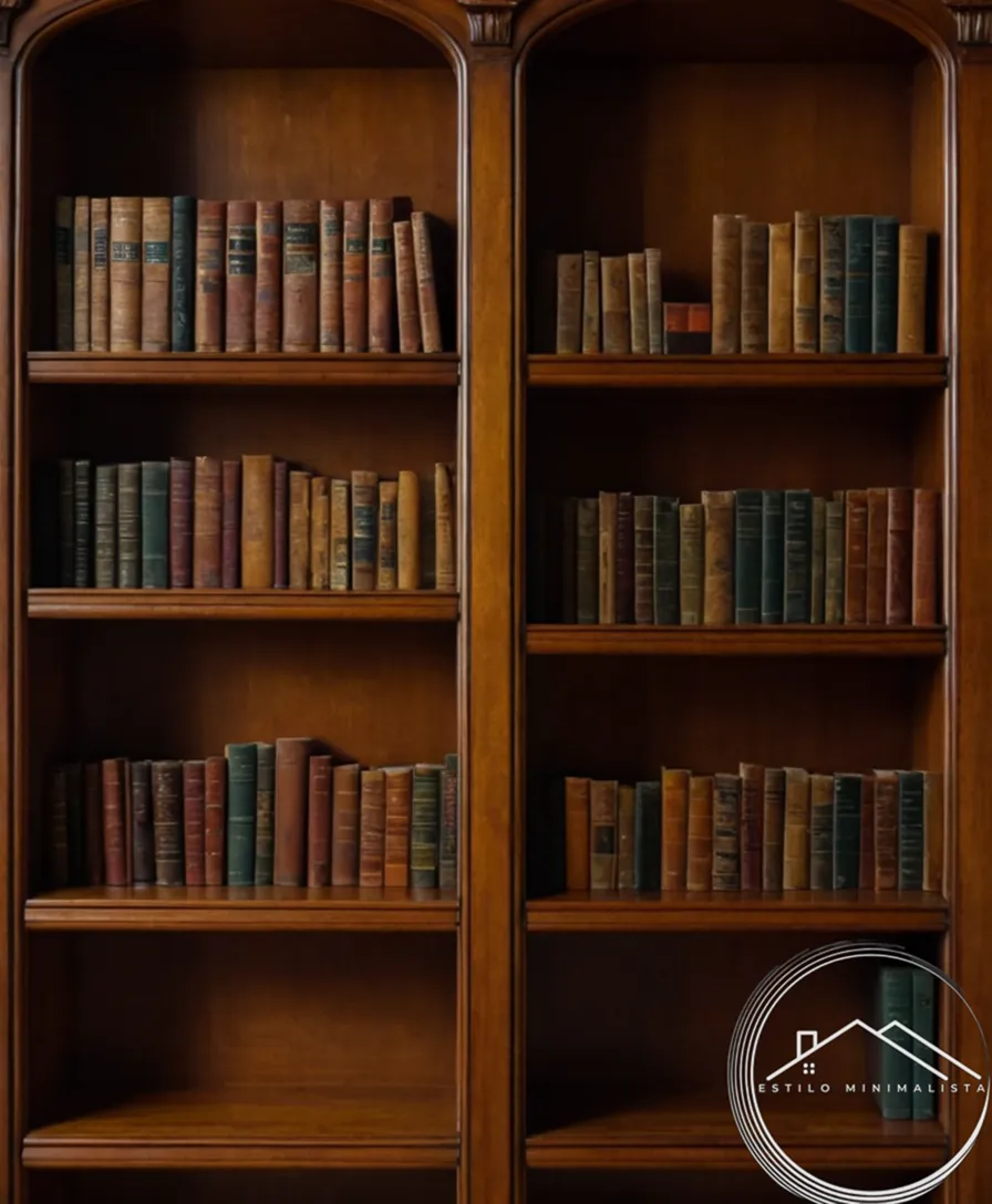 A beautifully restored wooden bookshelf with decorative details.