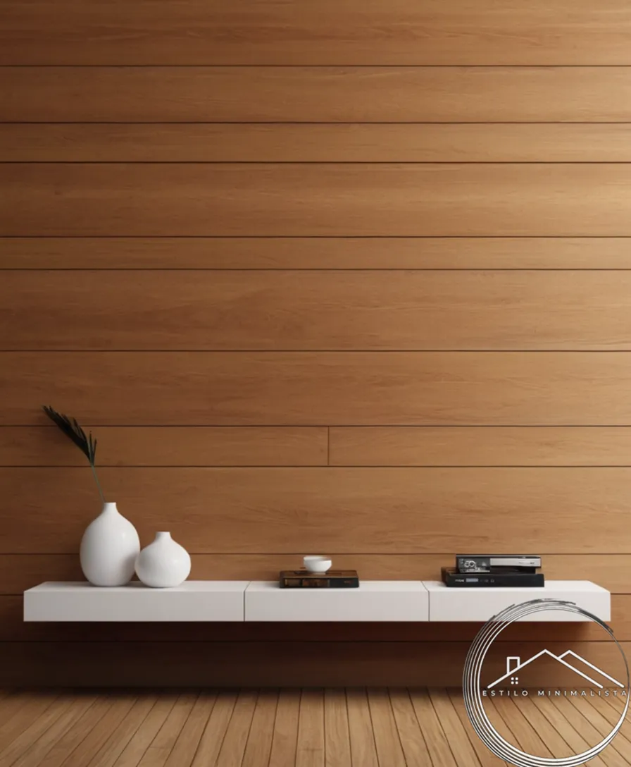 A clean, minimalist wooden wall with subtle finish options.