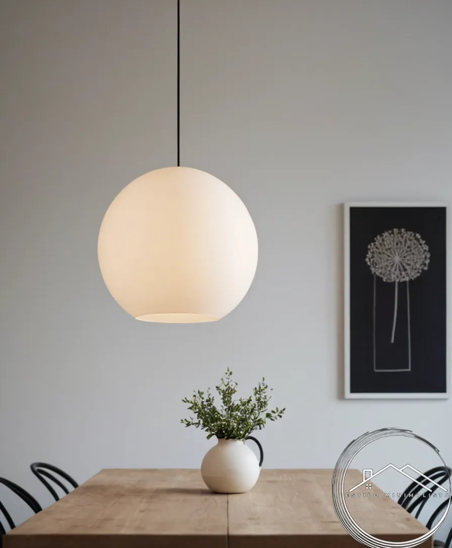 A beautifully styled Nordic hanging lamp in a minimalist setting.