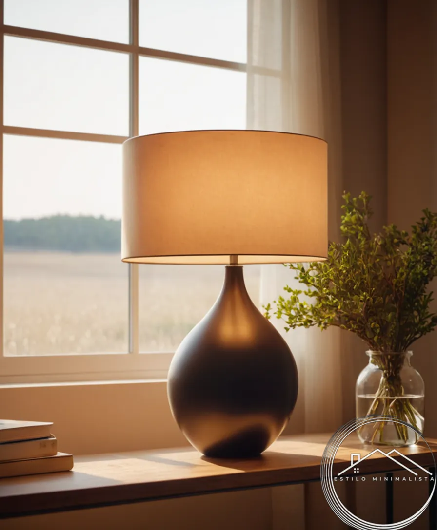 3 minimalist lamps in calming, warm lighting environments.