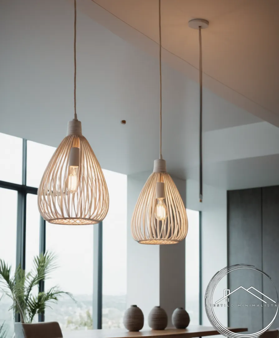 3 minimalist pendant lamps made with textile cables.