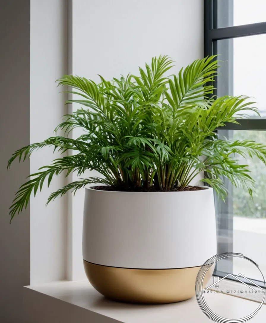 A minimalist planter with lush greenery and efficient drainage system.