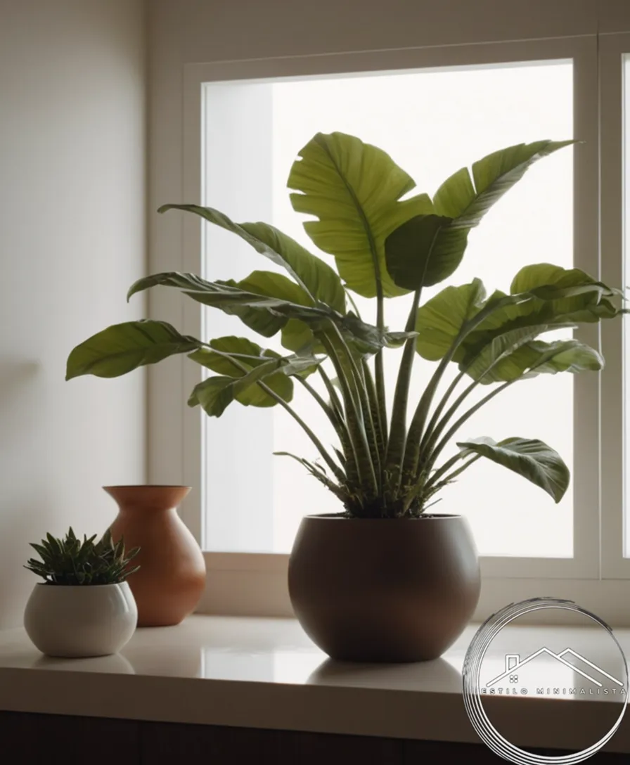 A minimalist pot placement and lighting idea.