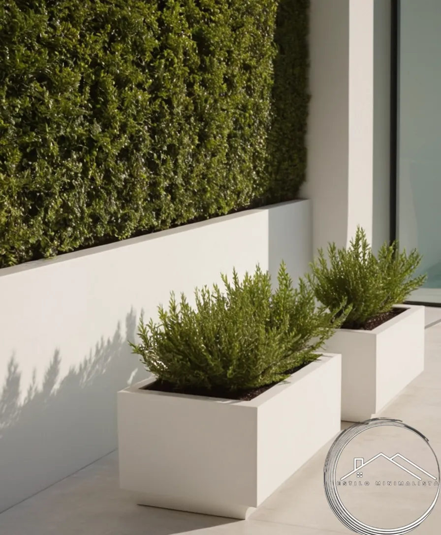 3 minimalist planters in a serene, peaceful outdoor setting.