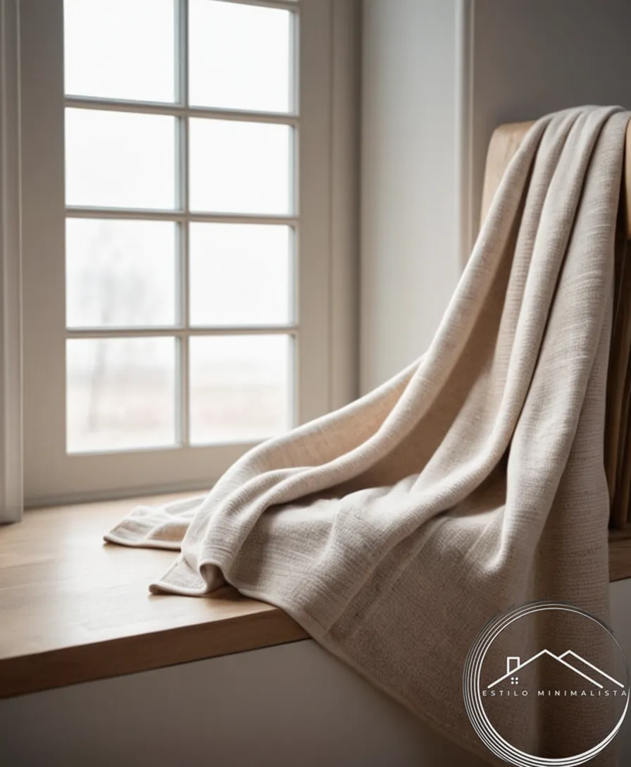 A minimalist, soft-looking cashmere blanket on neutral background.