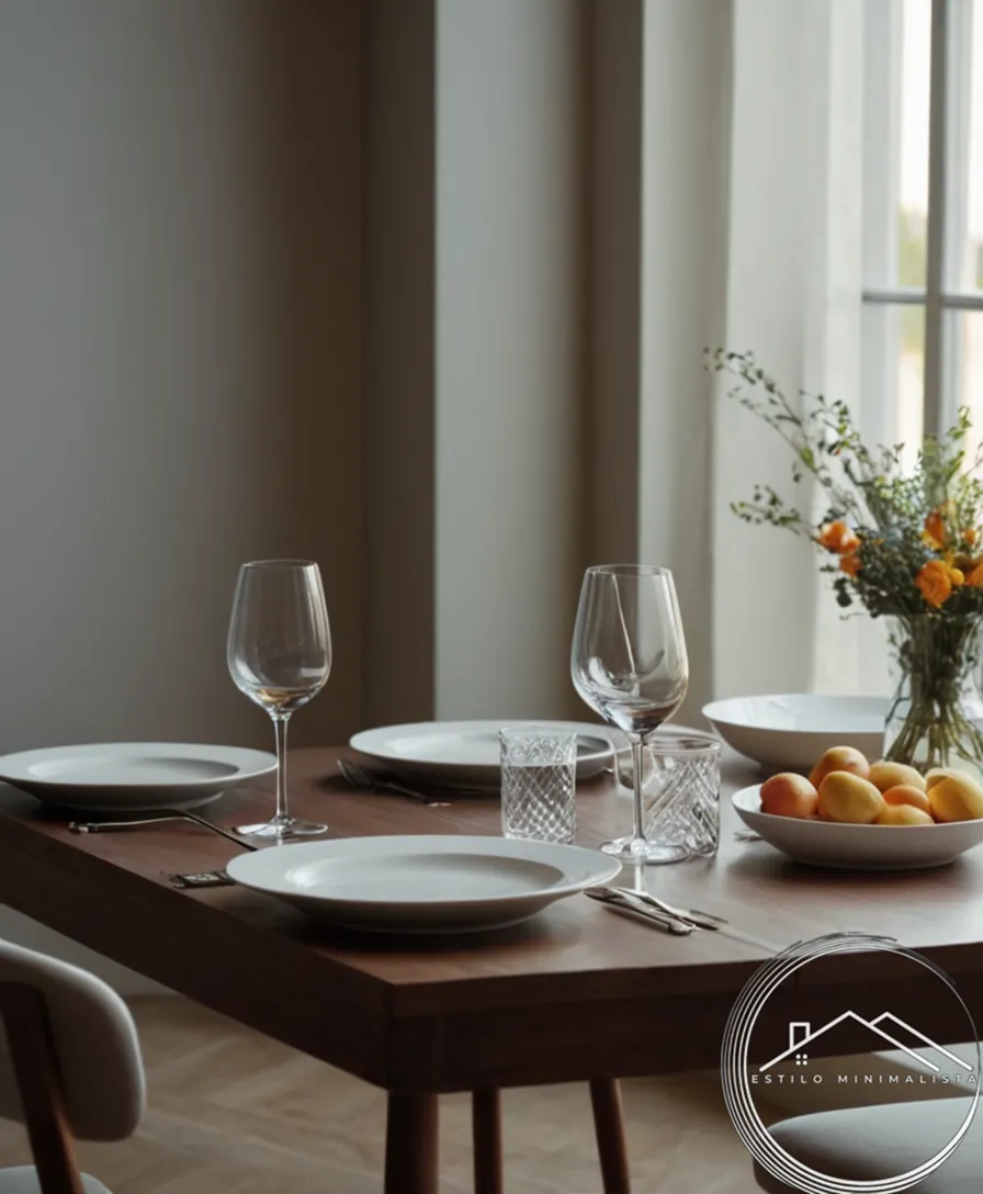 A minimalist table setting with subtle lighting ambiance.