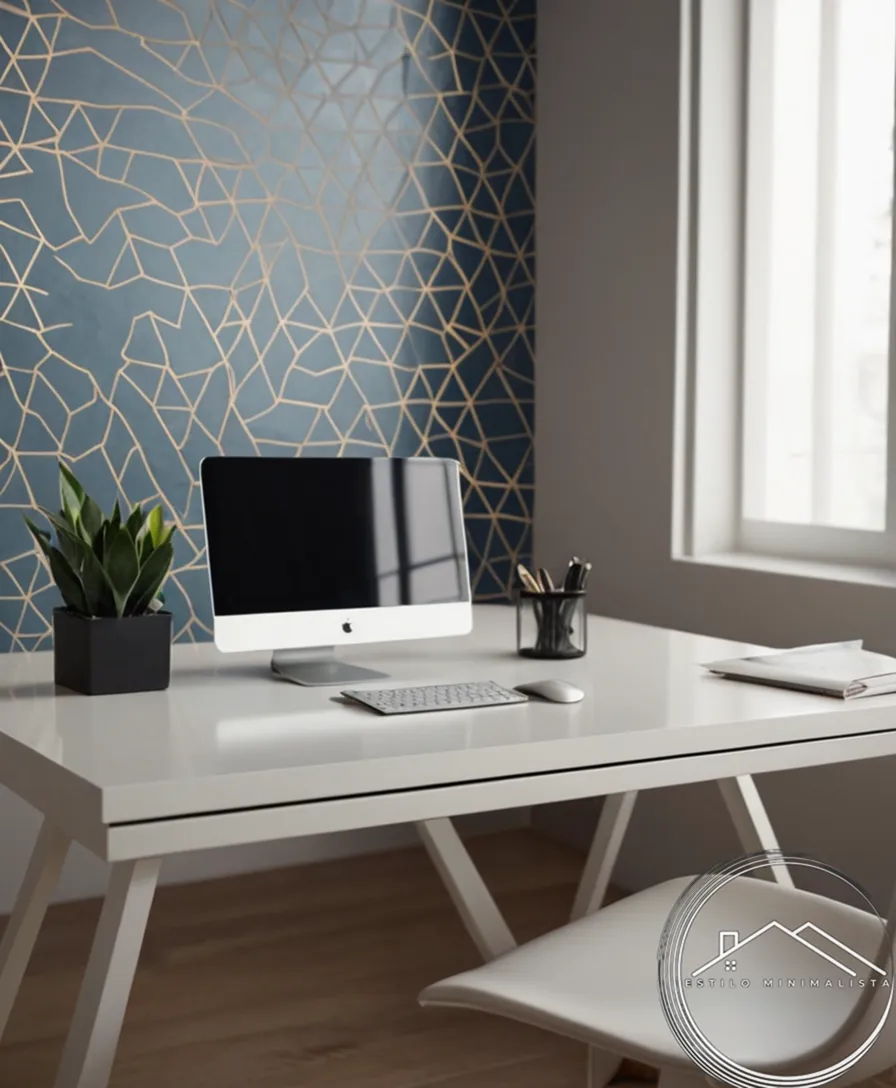 A minimalist desk with clean lines and elegant geometric patterns.