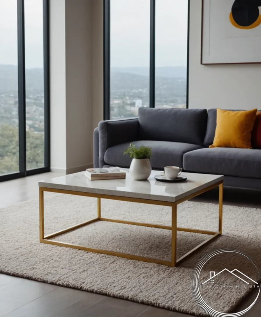 A minimalist coffee table design in a modern living room setting.