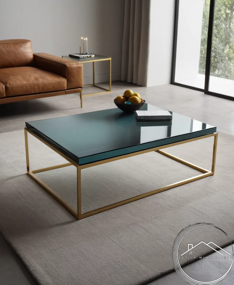 A minimalist glass coffee table with clean lines and sleek design.