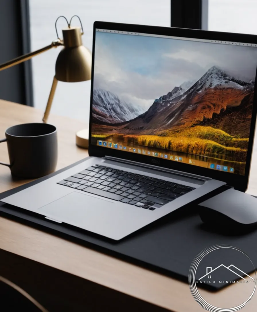 A minimalist office desk setup for a laptop.