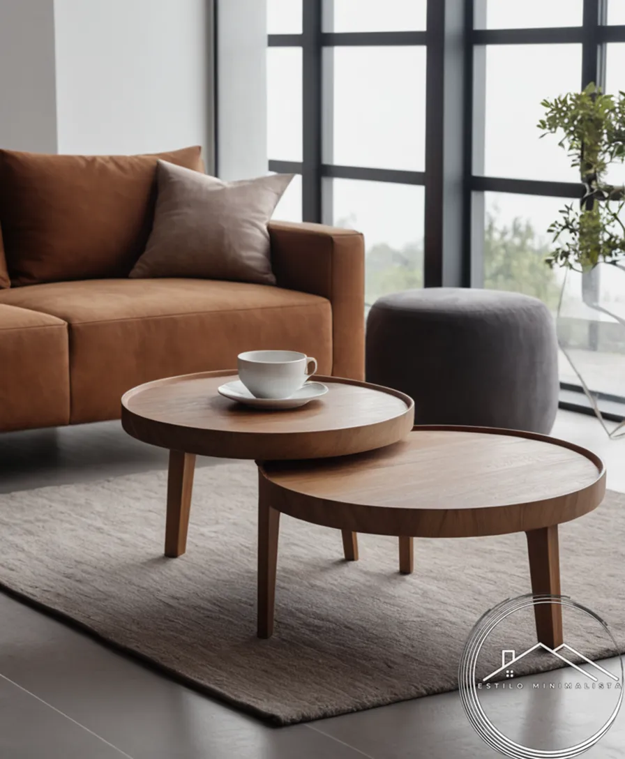 3 minimalist wooden coffee tables side by side.