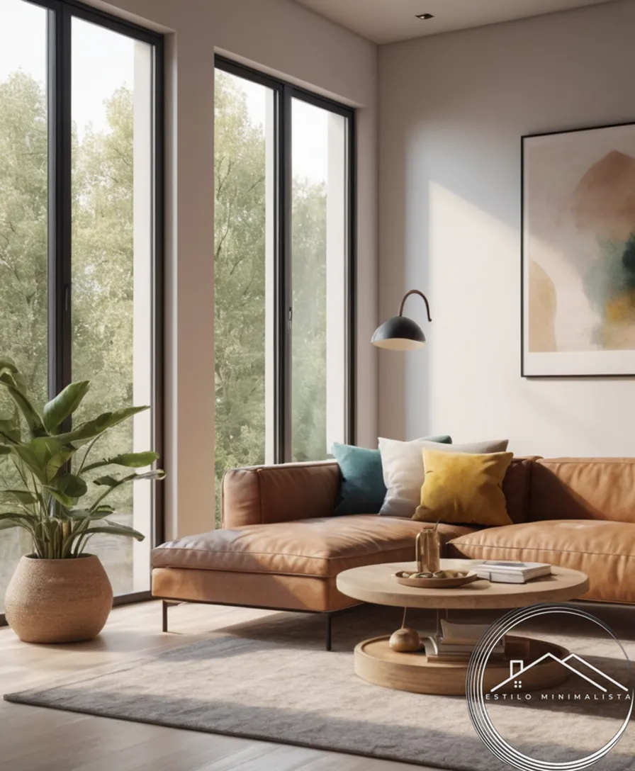 Calm living space with minimal clutter and natural elements.