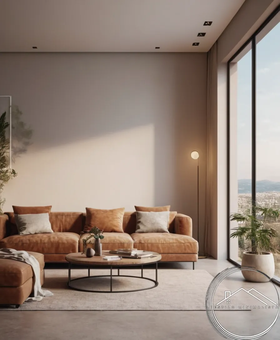 A minimalist space with multiple functional areas and decorative style.