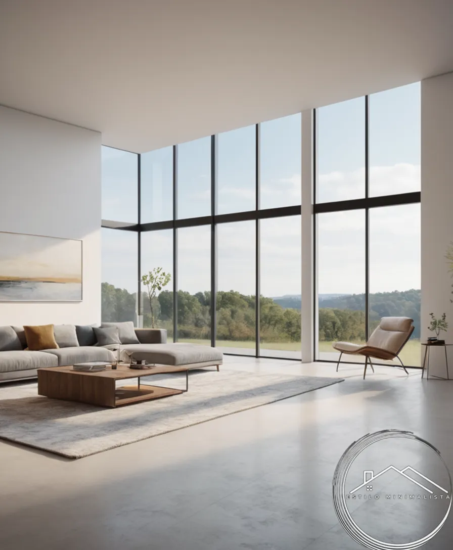 A minimalist art piece in an expansive, airy living space.