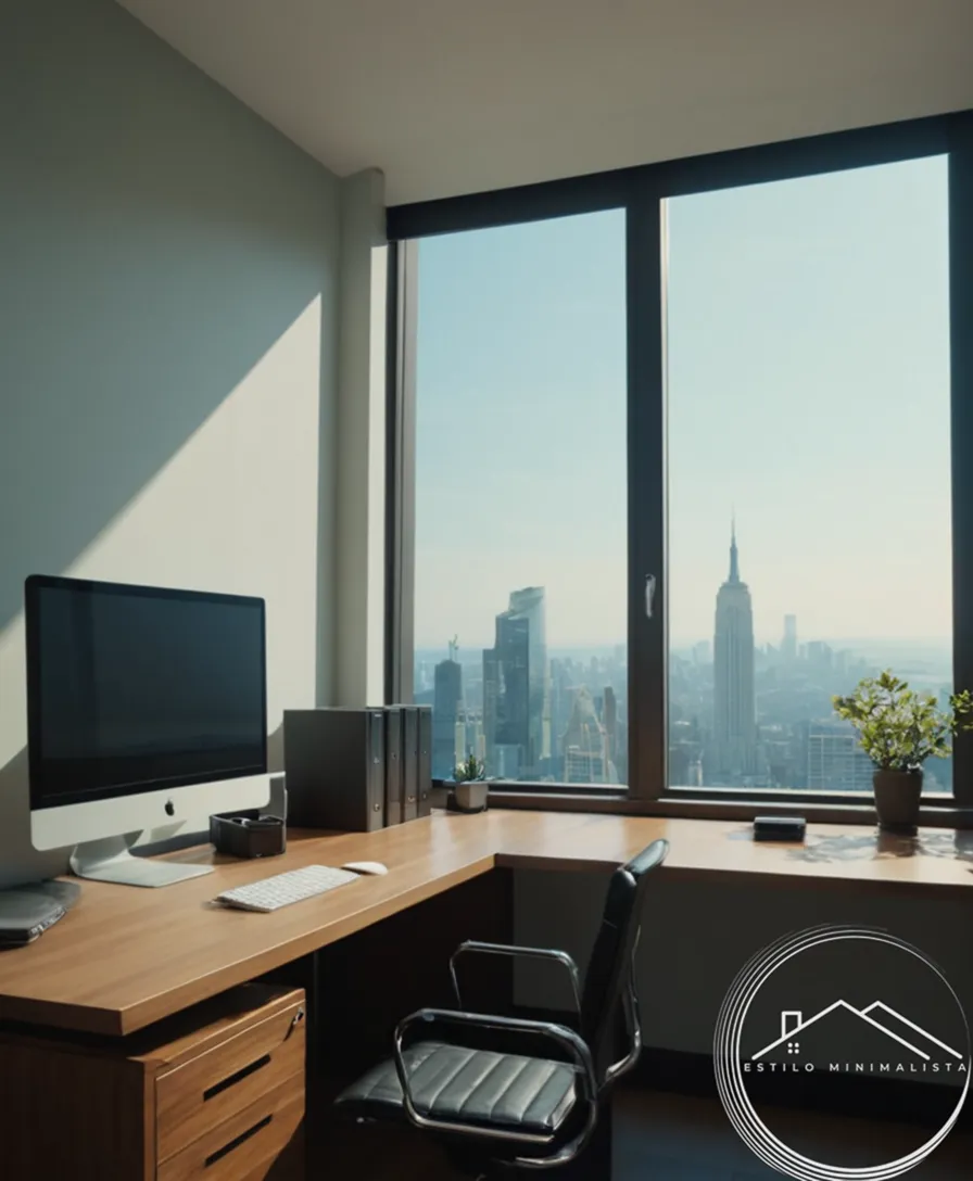 2 serene background settings with office equipment or a desk workspace.