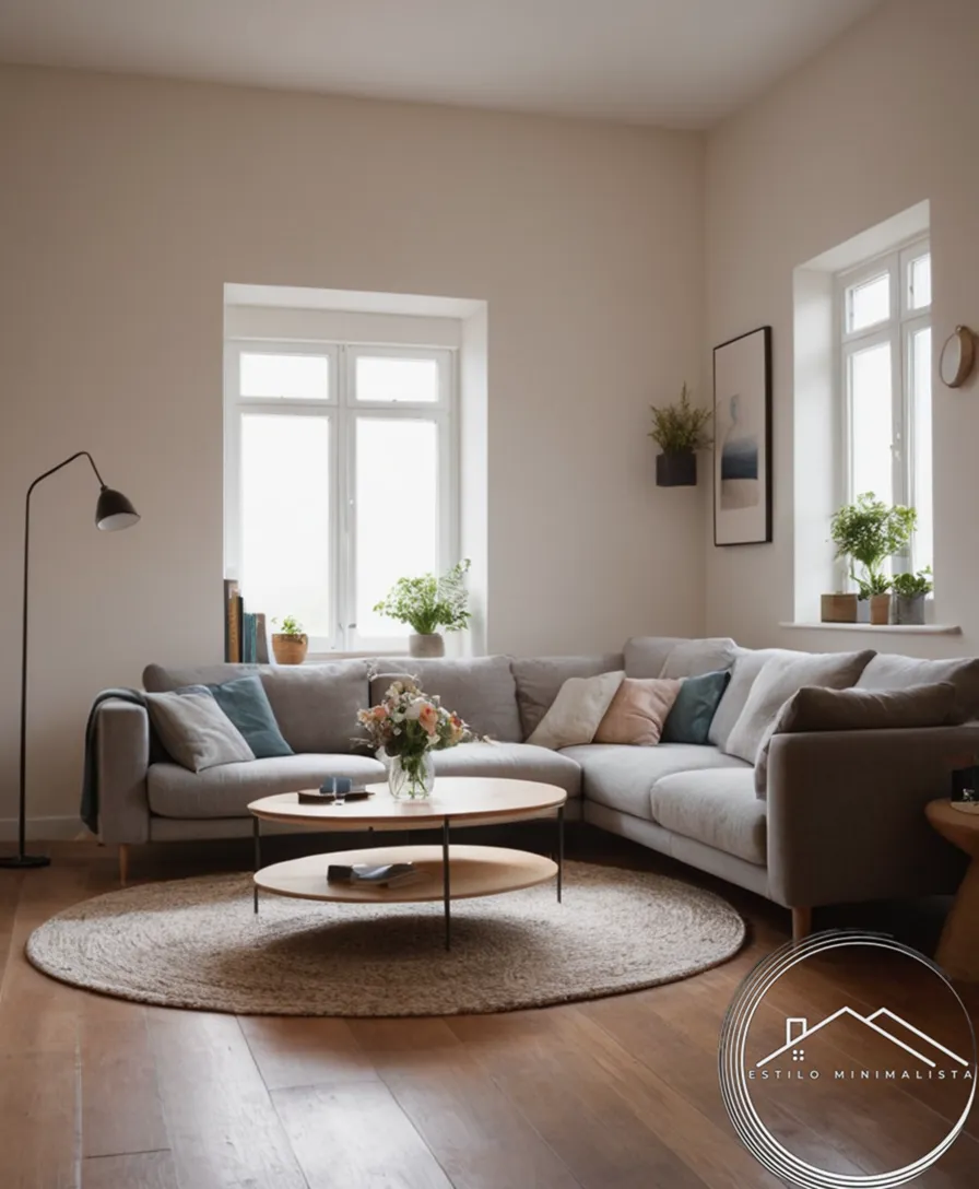 A cluttered living room being transformed to minimalist simplicity.