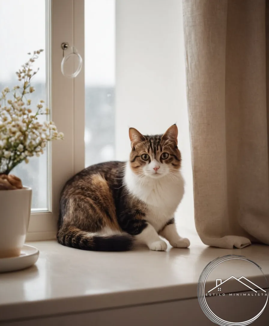 3 small pets (likely cats or dogs) amidst minimalistic home decor.