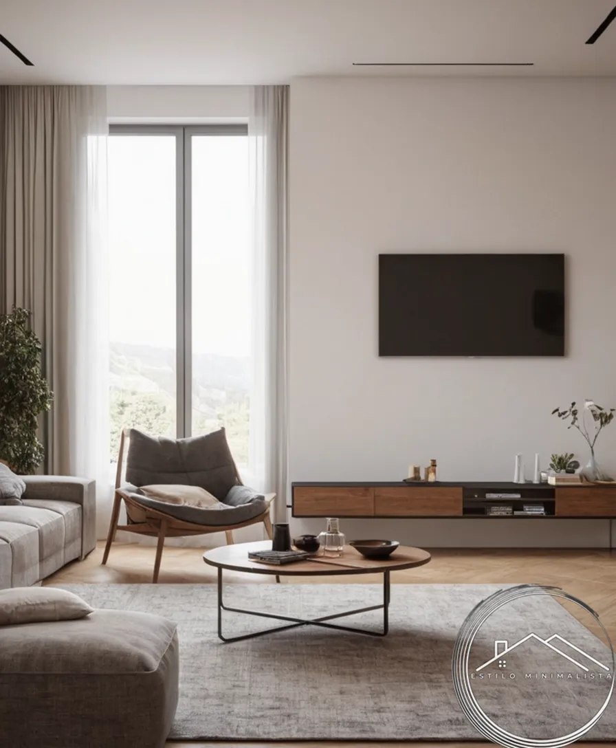 A minimalist living space with multi-functional furniture piece.